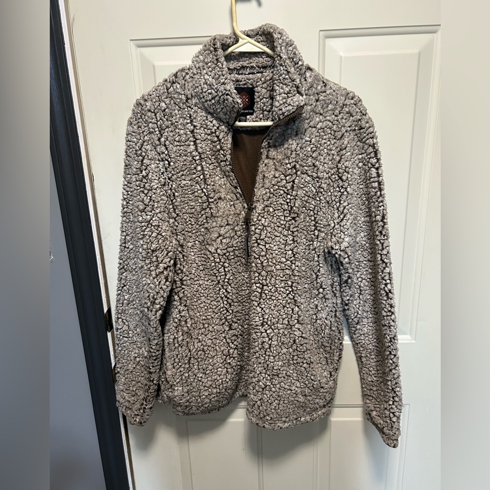 Mountain & Isles 1/4 Zip Soft Brown Sherpa Pullover Unisex Size Medium